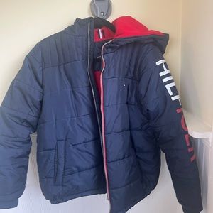 BLUE AND RED SMALL TOMMY HILFIGER PUFFER COAT